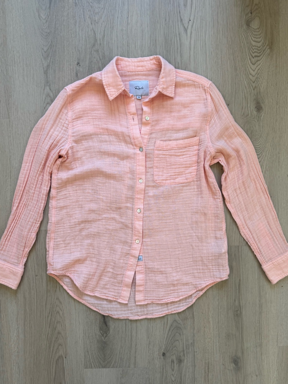 EUC Rails Peach Gauze Long Sleeve Button-Up Shirt Pocket Size XXS
